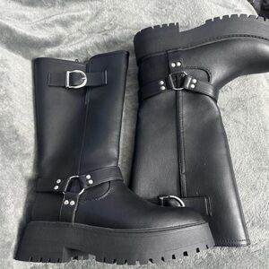 Sleek Black Moto Boots for Women